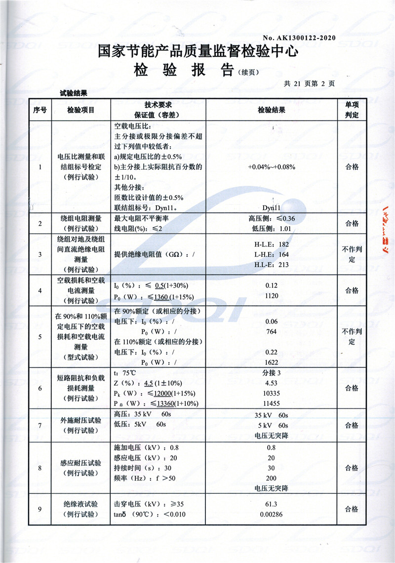 高低压试验报告-S11-1250白云矿区白云矿区白云矿区油浸式变压器-2.jpg